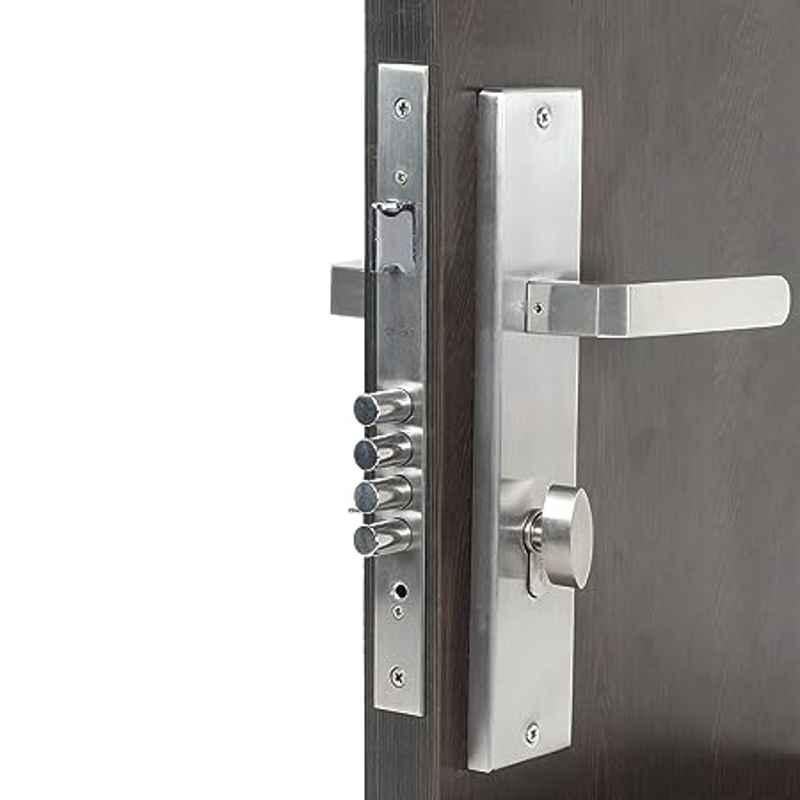 Handle Waala LB303-OSK 10 inch 60mm Stainless Steel Silver Cylindrical Plate One Side Key Mortise Door Lock Set