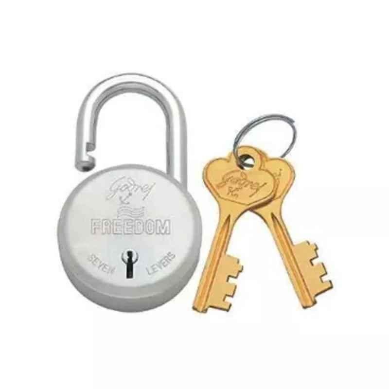 Godrej Freedom 65mm Stainless Steel Electroplated Finish Padlock with 2 Keys