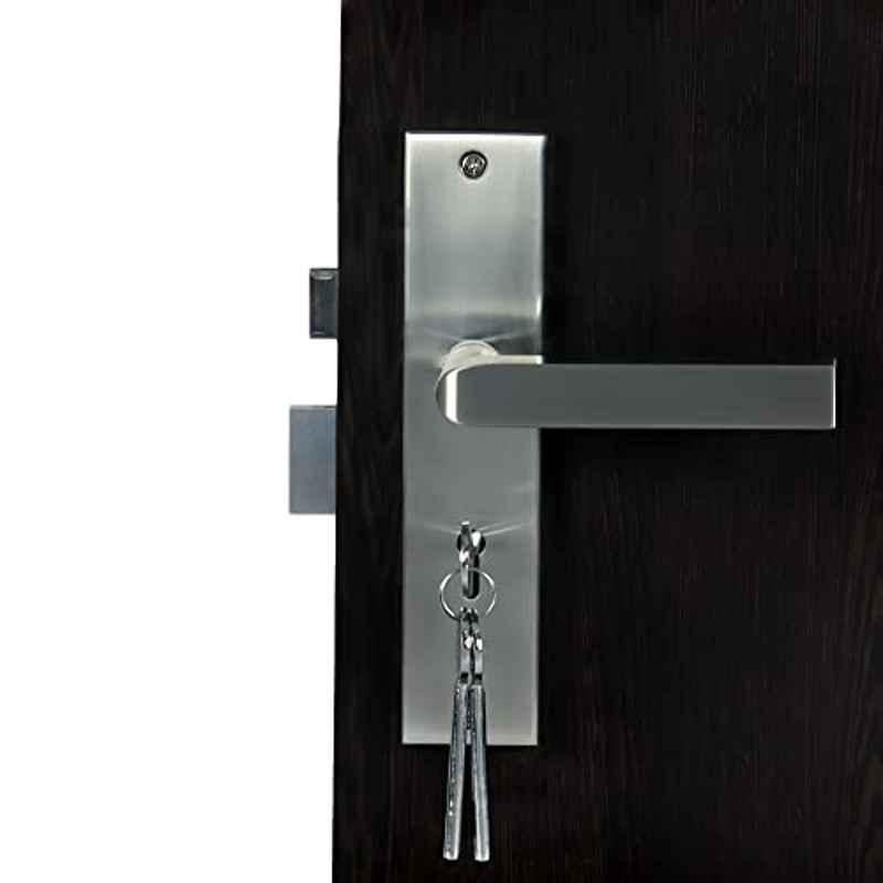 Saze â€ŽStainless Steel 304 â€ŽSilver â€ŽMatt Finish â€ŽSquare Heavy Duty Mortise Door Lock Set for Main Door, KY-MG201