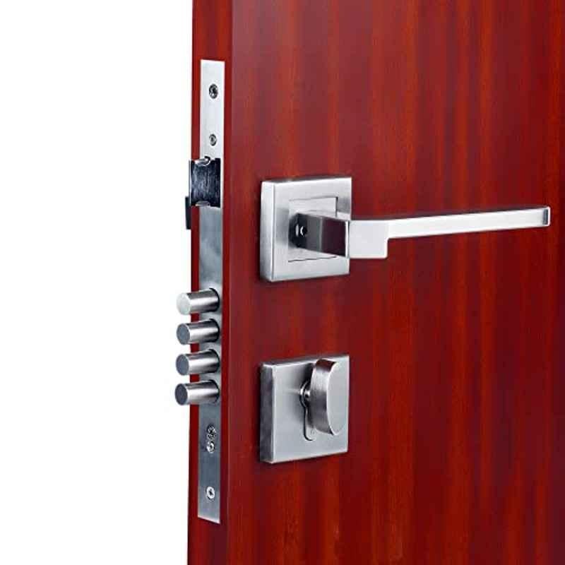 Voltizi 45x85mm â€ŽStainless Steel Satin Finish Mortise Main Door Lock with 4 Latches & Pull Handle, MG-306-Rose-OSK