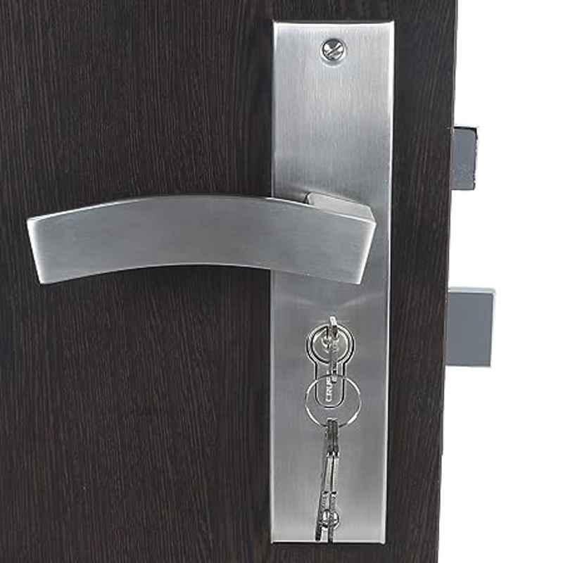 Handle Waala LB10002-CYS-BSK 8 inch 60mm Stainless Steel Silver Cylindrical Plate Both Side Key Mortise Door Lock Set