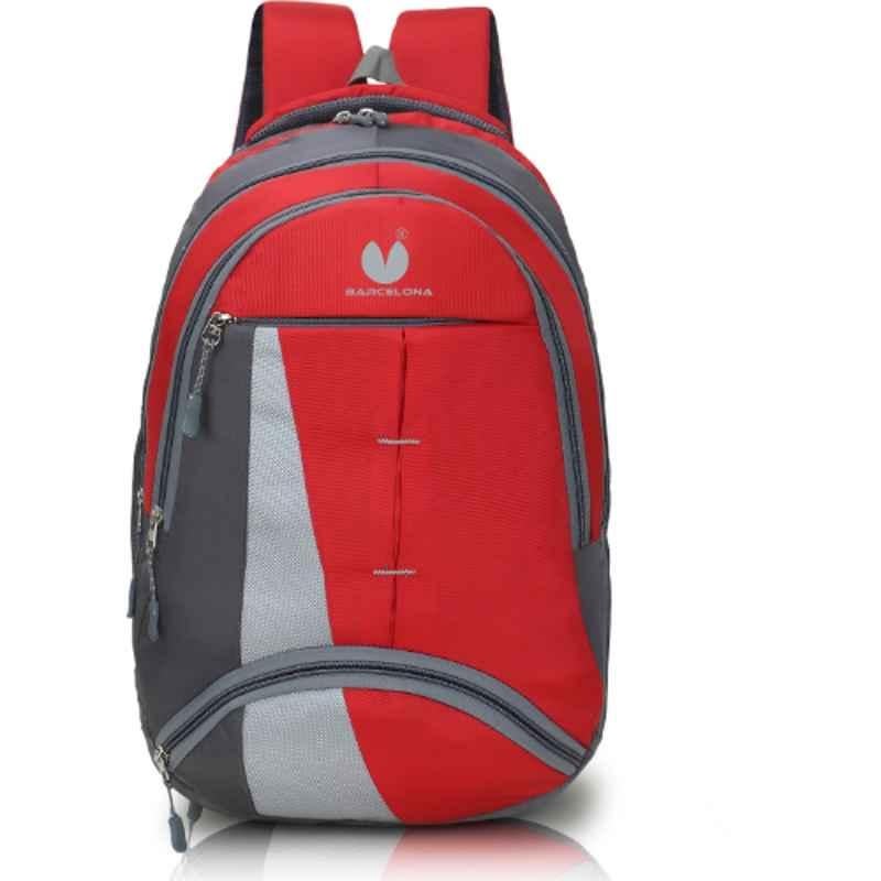Barcelona 21L Polyester Red Casual Travel Backpack with Laptop Compartment