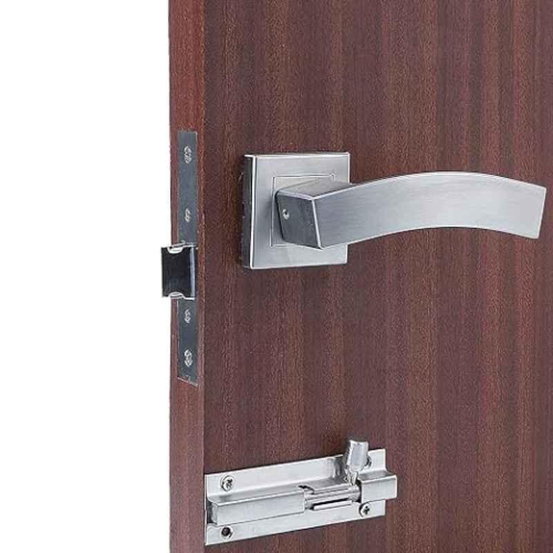 Homexpert LB-10002 Stainless Steel Silver Heavy Duty Mortise Door Lock Set with Bolt Latch & Pull Handle
