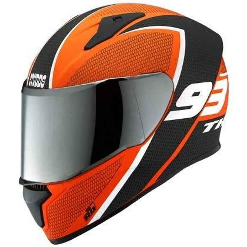 Studds Thunder D3 Matt Orange Full Face Helmet, Size: L
