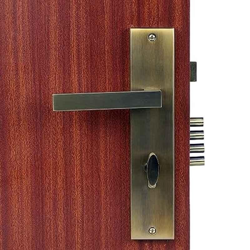 Homexpert LB-301 10 inch Stainless Steel Antique Brass Finish Cylindrical Plate One Side Key Mortise Door Lock Set