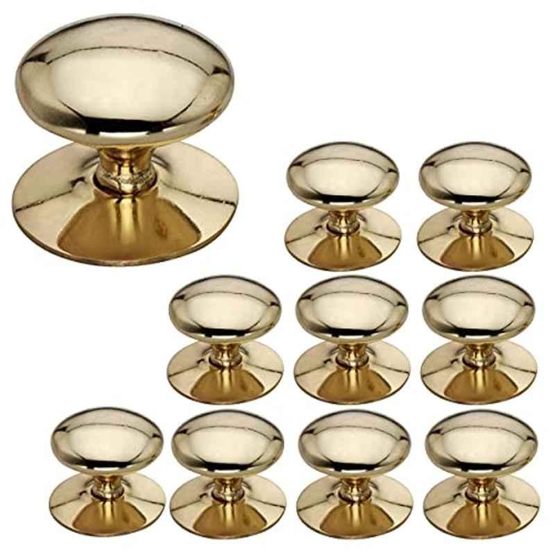 Screwtight 1.42 inch Zinc Brass Finish Victorian Cupboard & Door Knobs, Z070205PBL-10 (Pack of 10)