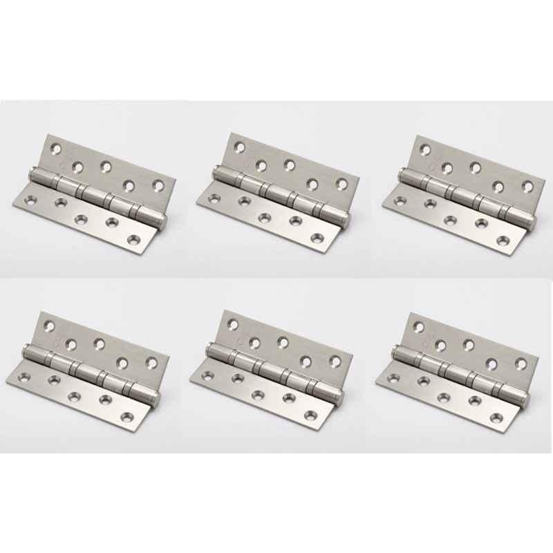 Smart Shophar 4x1.5x3 inch Brass Nickel Silver Bearing Hinge, SHA10HG-BEAR-NS4X1.5X3-P6 (Pack of 6)