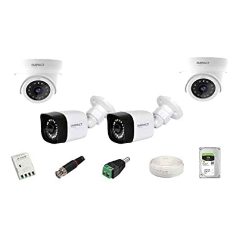Impact by Honeywell 2MP CCTV Kit with 2 Dome & 2 Bullet Camera, 1TB Hard Disk & All Accessories, I-MKIT4CH-1.1