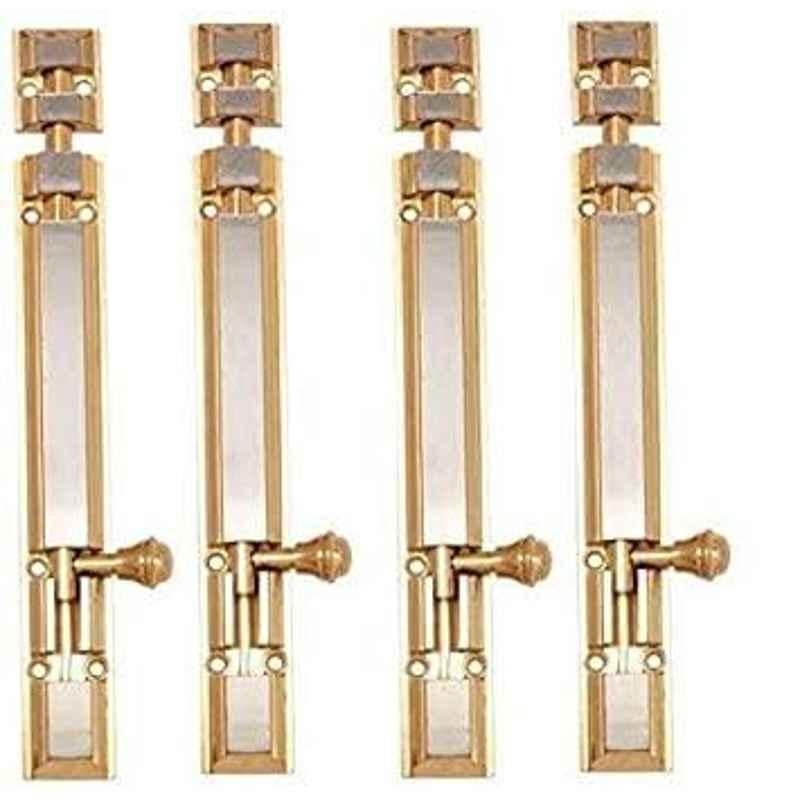 Smart Shophar 6 inch Brass Gold Silver Royal Tower Bolt, SHA10TW-ROYA-GS06-P4 (Pack of 4)