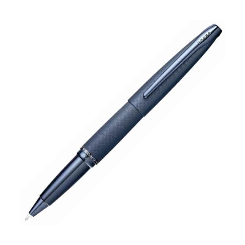 Cross ATX Black Ink Sandblasted Dark Blue PVD Finish Roller Ball Pen with 1 Pc Black Gel Ink Refill Set, 885-45