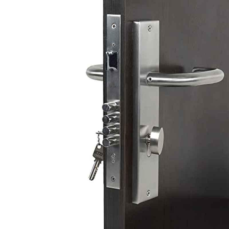 Homexpert MG1103-OSK 10 inch 60mm Stainless Steel Silver Cylindrical Plate One Side Key Mortise Door Lock Set