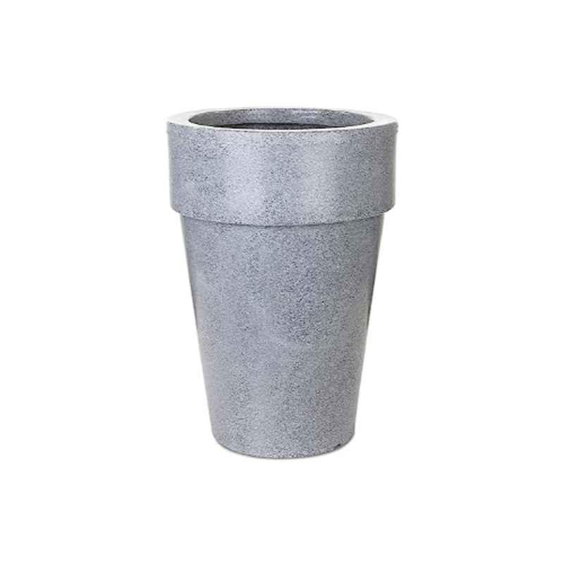 Blume Curvada 27 inch Light Grey Stone Plastic Round Polished Finish Flower Pot, CR-NL-L-LGS