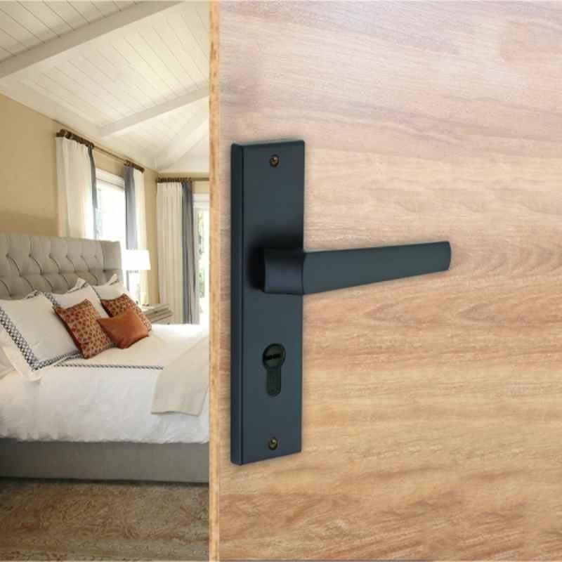 Plus Point Crux 2 Pcs 58mm BN Finish Brass Mortise Door Handle Set with Stainless Steel Plate