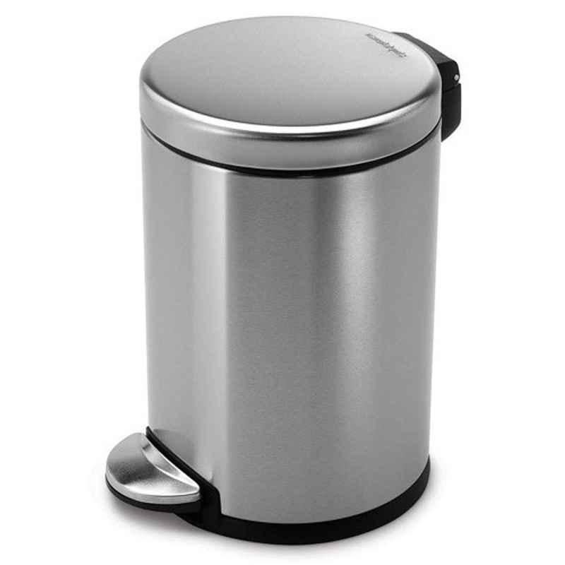 Wellsure Healthcare Stainless Steel Chrome Finish Plain Waste Bin with Lid & Pedal, WSH-1517