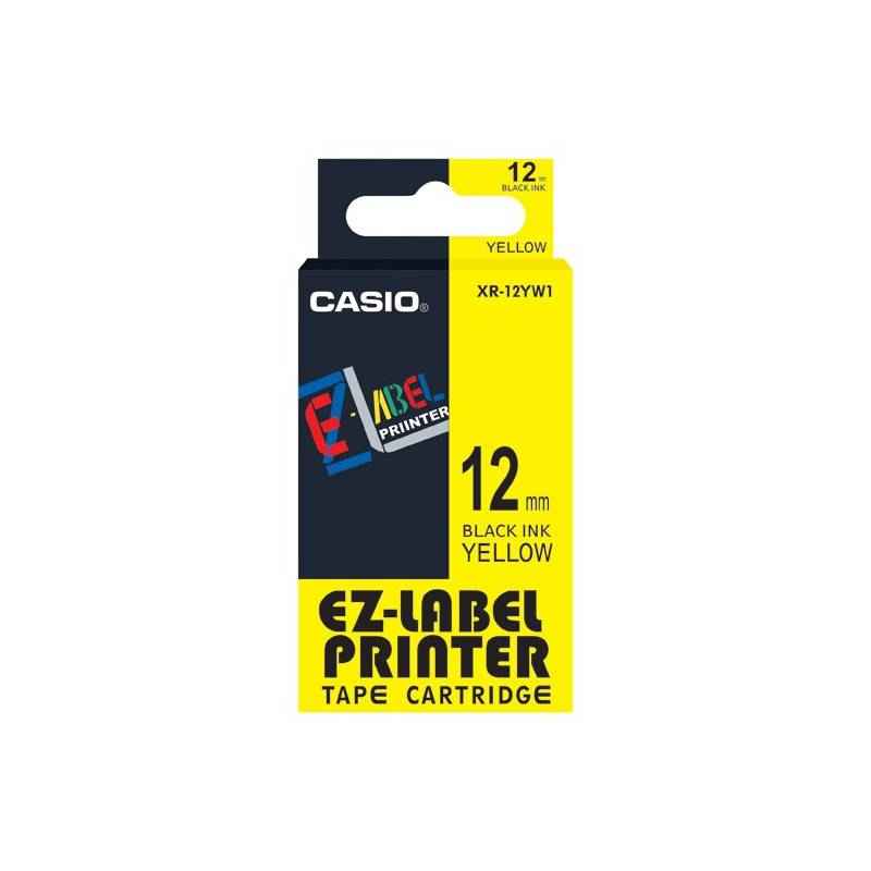 Casio XR-12YW1 Label Printer Tape Cartridge, Length: 8 m