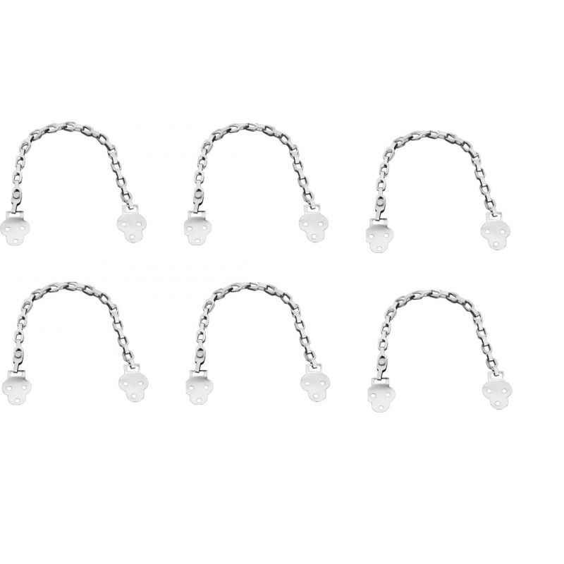 Smart Shophar 8 Inch Stainless Steel Silver Mask Table Chain, 65067-SSTC-SS08-P6 (Pack of 6)