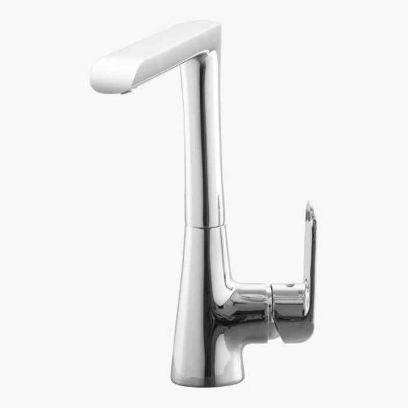 Kerovit Matrix Silver Chrome Finish Single Lever Deck Mounted Sink Mixer with Swivel Spout, KB811047