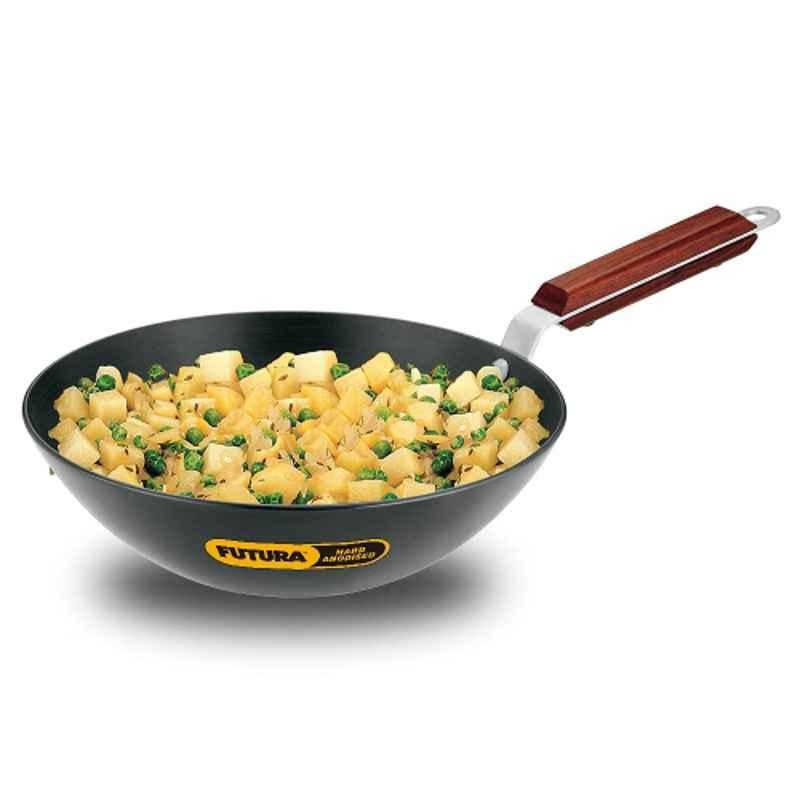 Hawkins Futura 2.5L 26cm Hard Anodised Long Handle Flat Bottom Deep Fry Pan, ADL 25