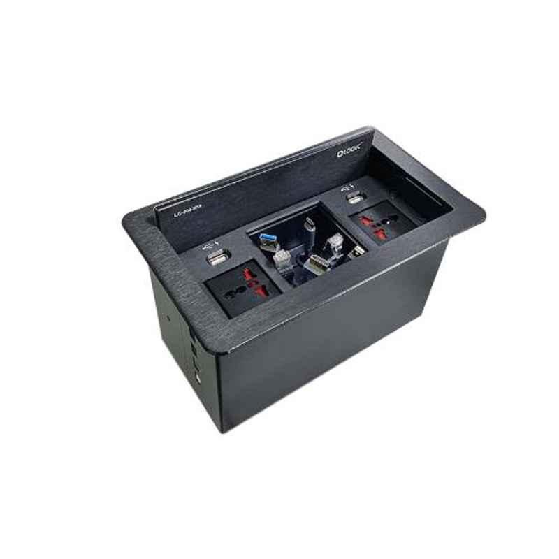 Logic Steel & Aluminium Black Table Mounted Male to Female Cable Cubby, LC-404-N19