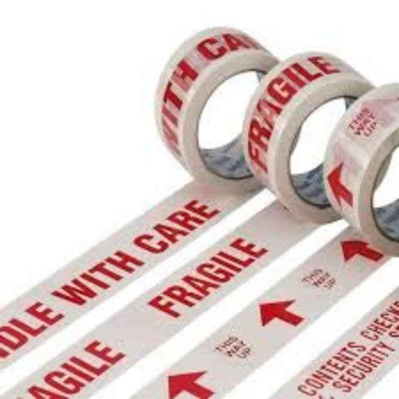 Veeshna Polypack 65m 2 inch Handle with Care Fragile Printed Tape, Fragile 04 (Pack of 12)