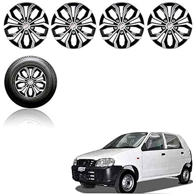 Auto Pearl 4 Pcs 12 inch ABS Silver & Black Car Wheel Cover Set for Maruti Suzuki Alto STD