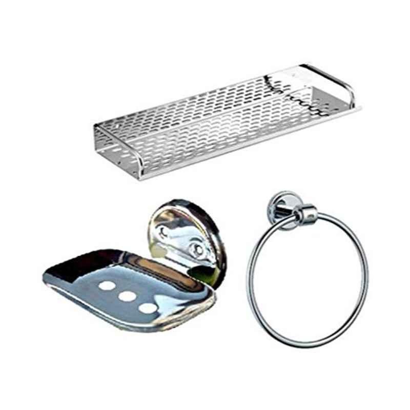 Logger Stainless Steel & Brass Chrome Plated Hung Shelf Combo