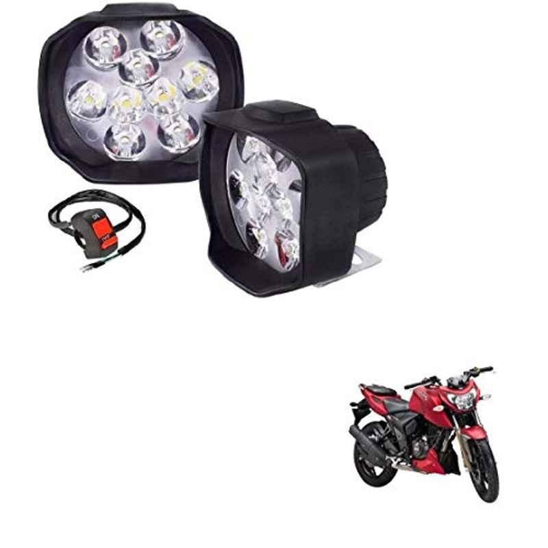 Kozdiko 2 Pcs Sheen 15W 9 LED 6000k Transformer Bumble Bee Style LED Fog Light Set for TVS Apache RTR 200, koz_81571