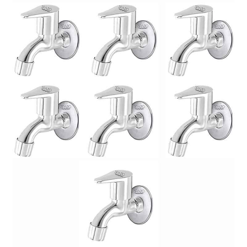 Spazio Stainless Steel Chrome Finish Vignette Collection Bib Cock with Foam Flow Water Wall Flange (Pack of 7)