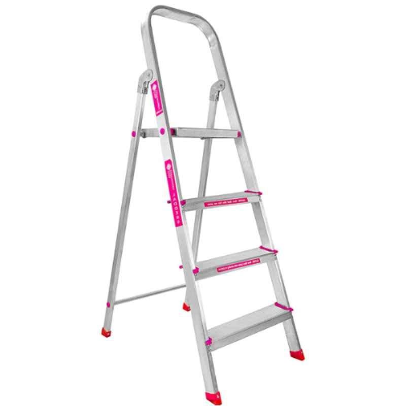 Casa Copenhagen CCSLCL400MG 150kg 4 Step Aluminium Silver & Pink Ladder