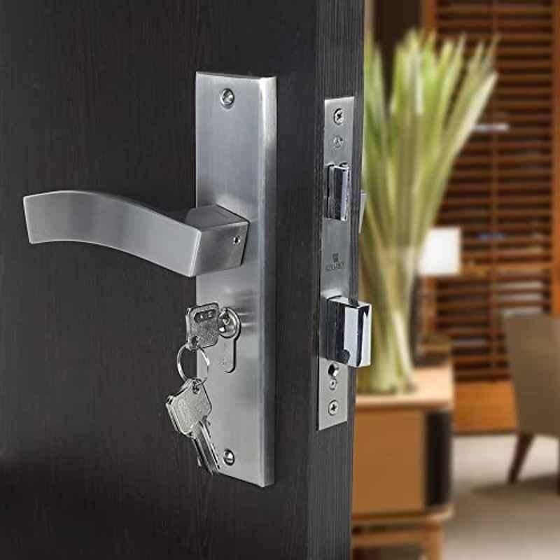 Voltizi 8 inch Stainless Steel 304 Cylindrical Plate Mortise Door Lock Handle Set with 3 Keys, LB10002-BSK