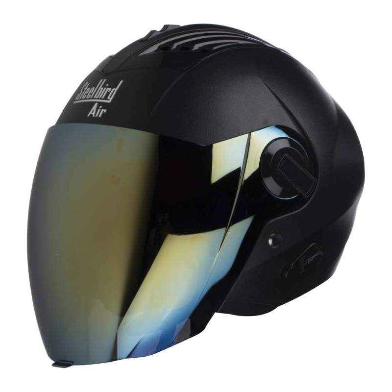 Steelbird SBA-3 Motorbike Black Open Face Helmet, Size (Large, 600 mm)