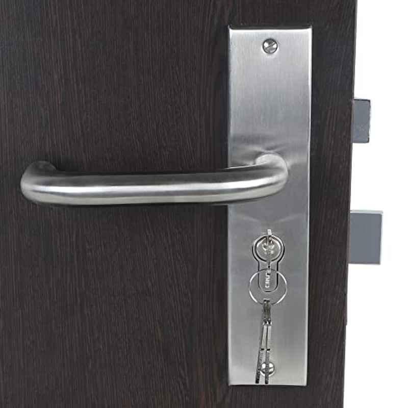Homexpert MG1103-CYS-BSK 8 inch 60mm Stainless Steel Silver Cylindrical Plate Both Side Key Mortise Door Lock Set
