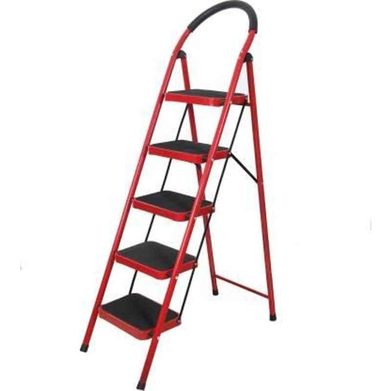 Alnico 5 Steps Steel & Virgin Plastic Red Ladder with Platform, AKL5