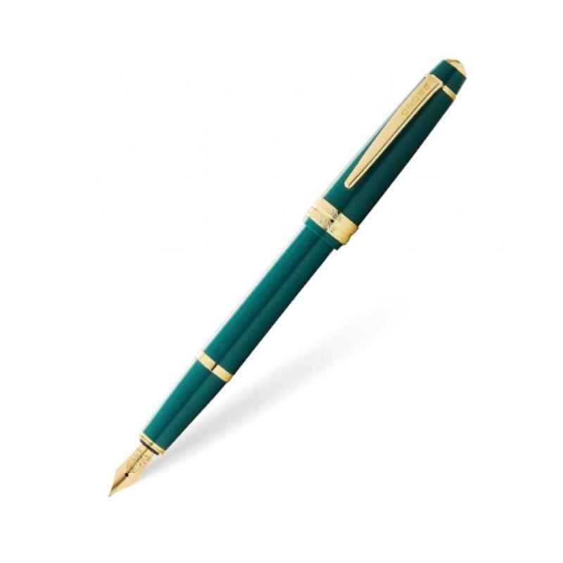 Cross Bailey Black Ink Green Resin & Gold Tone Finish Fountain Pen with 1 Pc Black Pen Ink Cartridge Set, AT0746-12MF