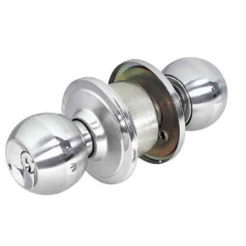 Smart Shophar Stainless Steel Silver Cylindrical Latch Lock with 3 Pieces Keys, 54783-SSLL-SHUK (Pack of 2)