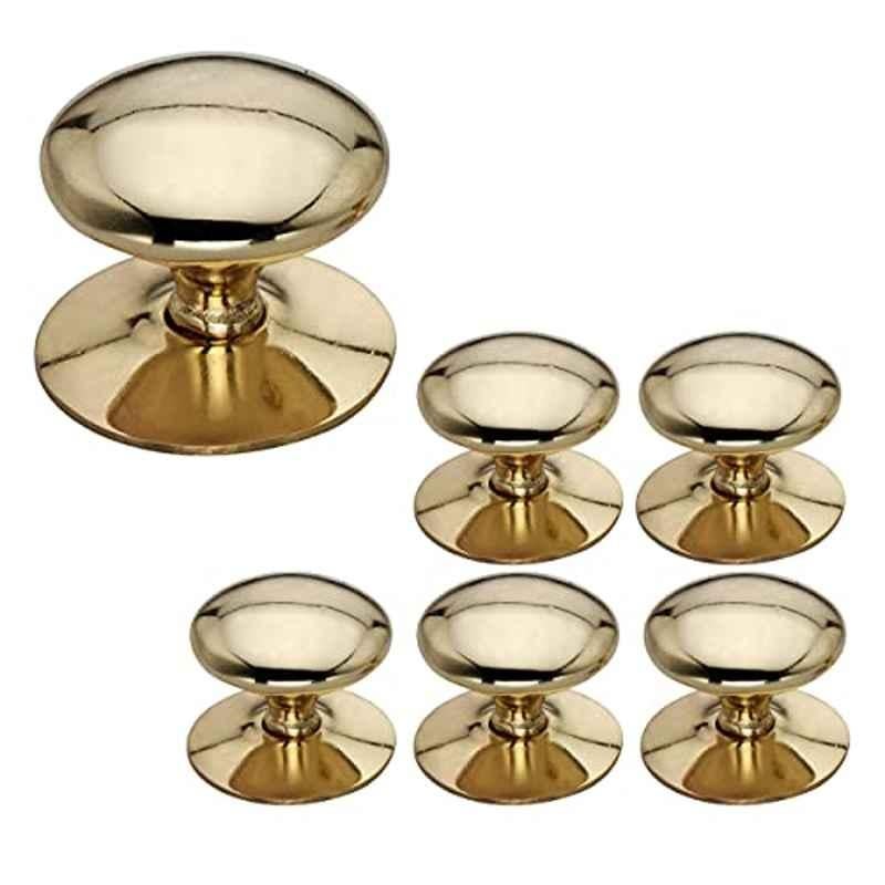 Screwtight 1.42 inch Zinc Brass Finish Victorian Cupboard & Door Knobs, Z070205PBL-6 (Pack of 6)