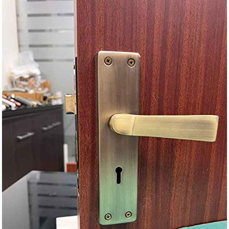 Saze 8 inch Stainless Steel Antique Matt Finish Key Plate Mortise Door Lock Handle Set, SZ-8Key-5