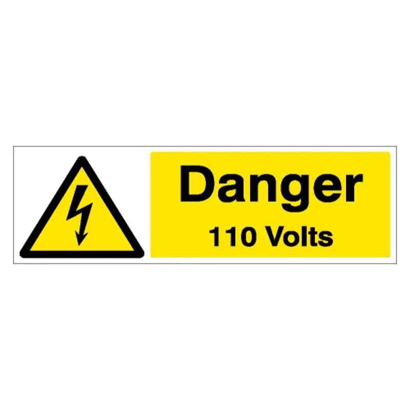 SUNSIGNS 300x100mm Vinyl & ACP Sheet Danger 110 Volts Signage, SN0187VNLM3HPIFAG