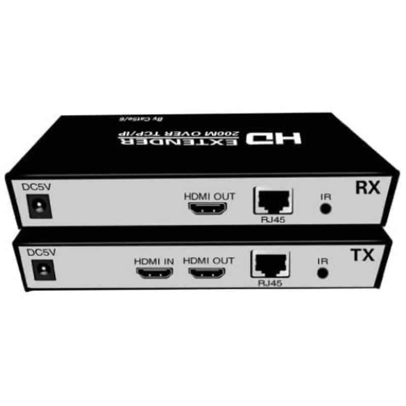 Hanutech 200m HDMI Extender & Repeater Pair Over IP Cat5e/Cat6 Ethernet Cable