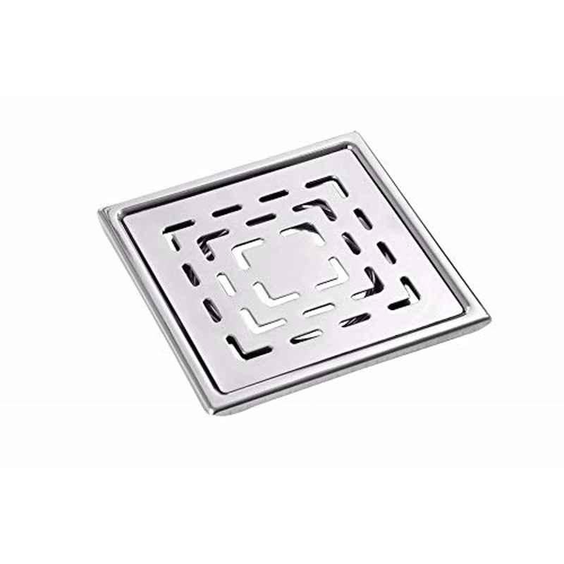 Jovial 6x6 inch Stainless Steel 304 Satin Finish Bathroom Square Floor Drain, FT301-6x6