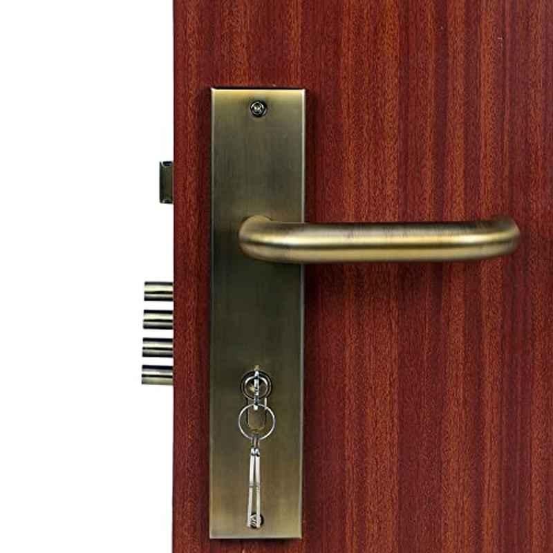 Homexpert MG1103 10 inch 60mm Stainless Steel Antique Brass Finish Cylindrical Plate Both Side Key Mortise Door Lock Set
