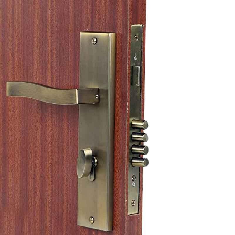 Handle Waala Viva 10 inch 60mm Stainless Steel Antique Brass Finish Cylindrical Plate One Side Key Mortise Door Lock Set