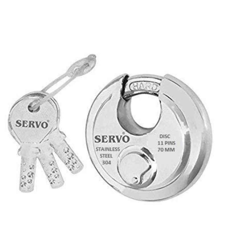 Smart Shophar 70mm Stainless Steel Silver Disc Ultra Keys Shutter Lock, SLK40SL-DISK-UKSL70-P1 (Pack of 4)