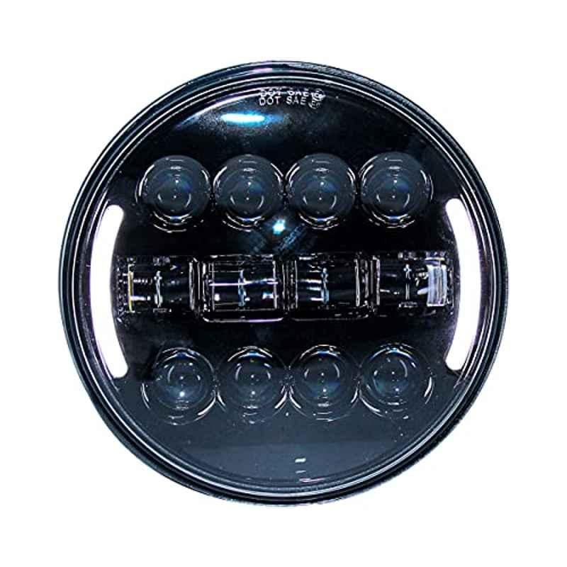 Miwings 7 Inch Round Led Stylish Hc8Cb4Hid Hi/Low Beam Headlight 75W H4 Compatible With Royal Enfield, Jeep, Thar, Motorcycle , Cars, Harley Davidson (Color Amber & White)