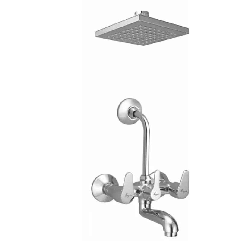 Mayur Ocich Trendy 2 Pcs Brass Wall Mount Chrome Plated Bend Pipe Wall Mixer Set