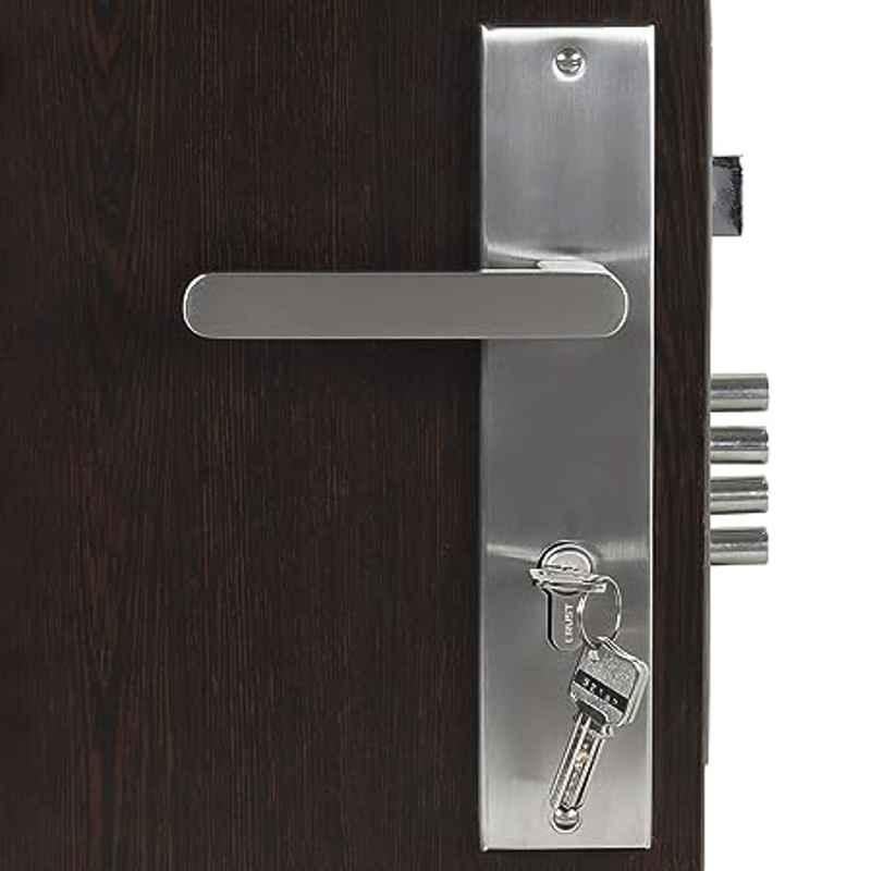 Handle Waala LB304 10 inch 60mm Stainless Steel Silver Cylindrical Plate Both Side Key Mortise Door Lock Set