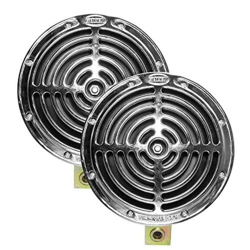 AllExtreme Shon Mega Bike & Car Horns Super Loud Sound Air Siren (12V, Black & Silver), (Pack of 2)
