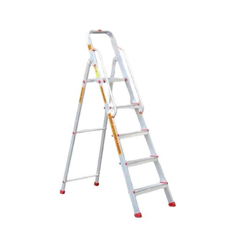 Prime Safe Pro 5 Step Aluminium Foldable Ladder for Home & Office Use with Hand Rails, PSP-05