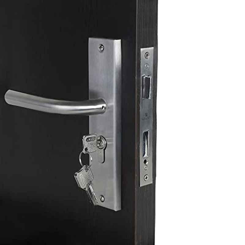 Homexpert MG1106-CYS 8 inch 60mm Stainless Steel Silver Cylindrical Plate One Side Key Mortise Door Lock Set