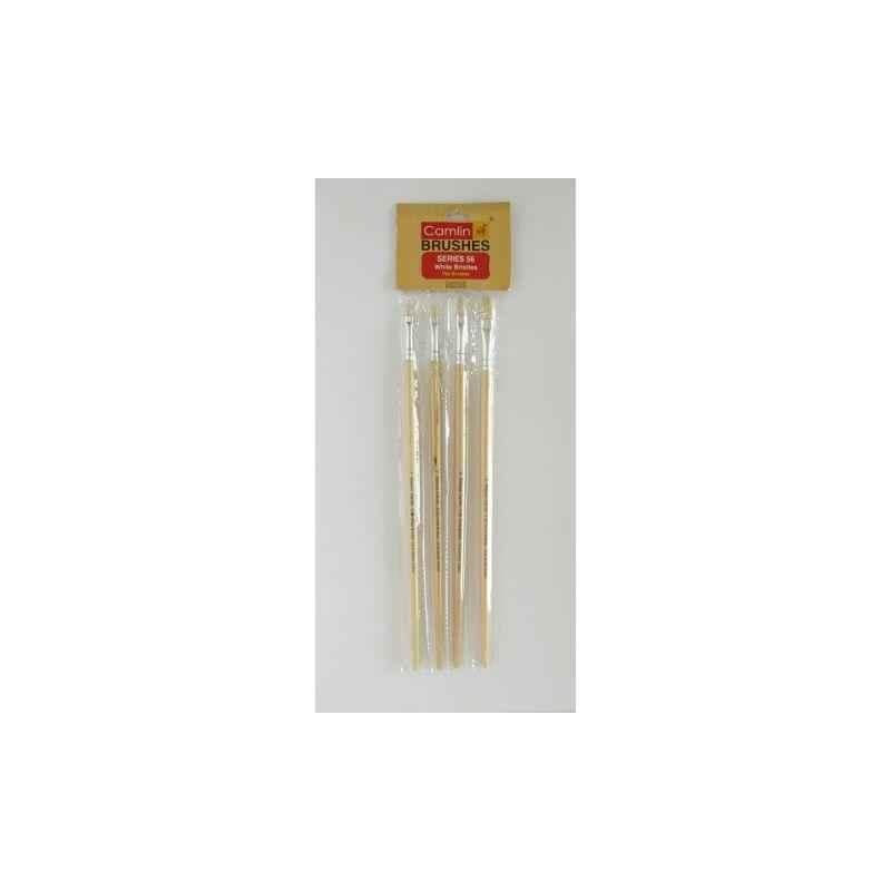 Camlin Series 56 White Bristle Flat Paint Brush, 2056787 (Pack of 10)